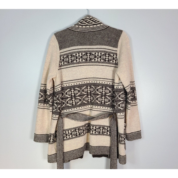 PENDLETON Wool Alpaca Discovery Cardigan Medium Petite Brown Cream Western FLAW - Picture 3 of 16